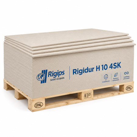 Placa din ipsos armat Rigips Rigidur H 10 4SK, tip GF-C1-I-W2, 10 x 1000 x 1500 mm